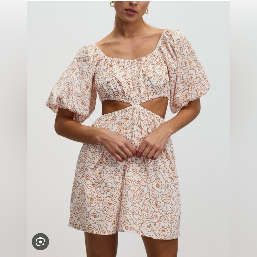 Faithfull the Brand Floral Cut Out Tie Front Mini Dress